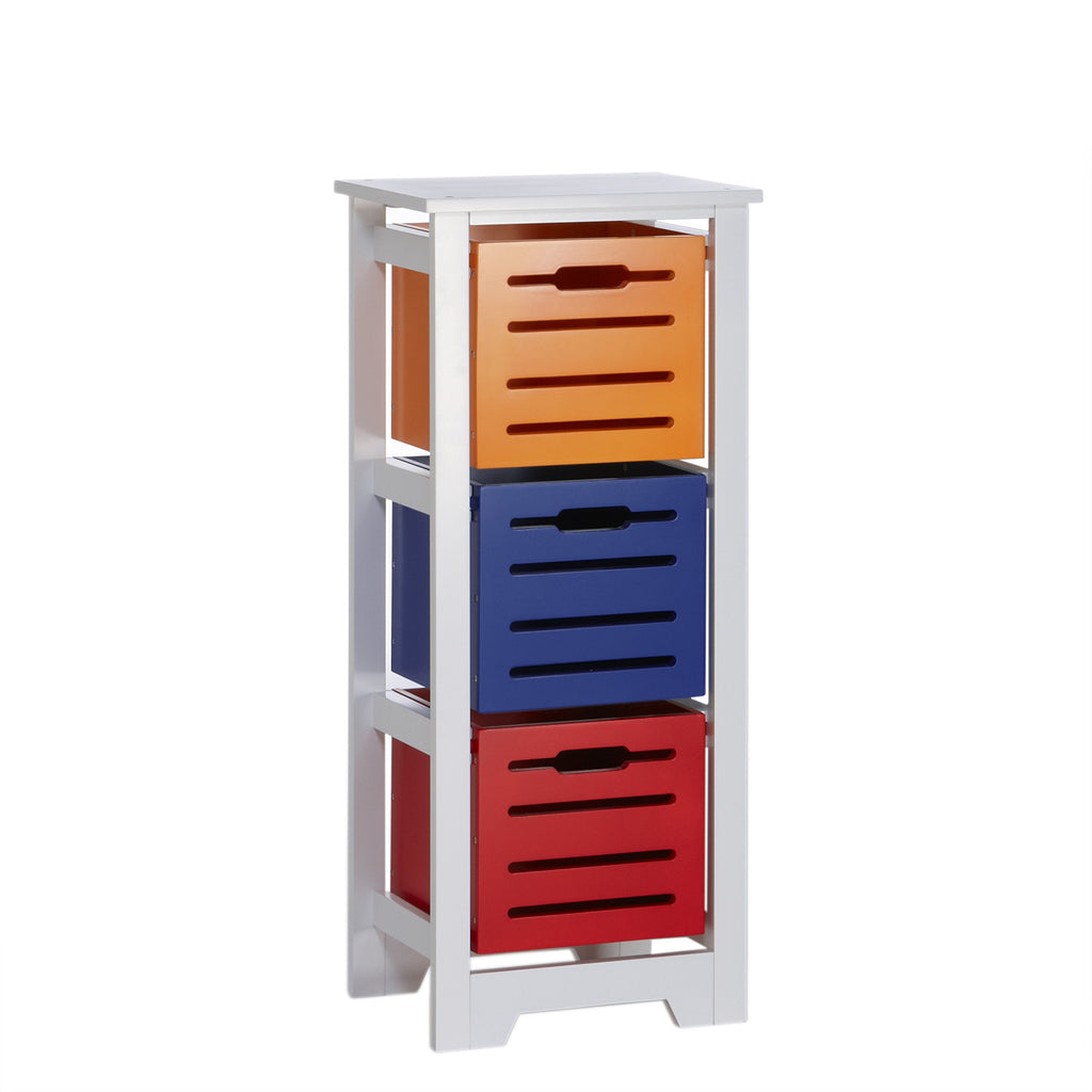 Cool Colors Kids 3 Bin Storage Cabinet