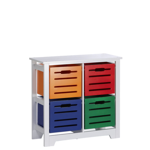 Cool Colors Kids 4 Bin Storage Cabinet