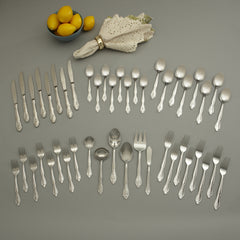 46-Piece Personalized Flatware - Rose Pattern